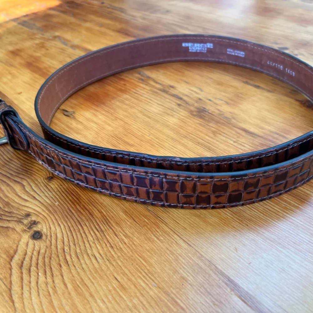 Berge Uomo Italian Leather Belt Brown &‎ Dark Brown Men's Size 44